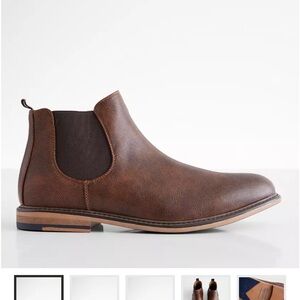 This is a Steve Madden Gralin Chelsea Boot in brown faux leather.